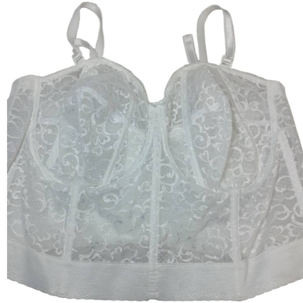 GODDESS Lace Longline Underwire Bustier in White Size 48D—Worn Once for Wedding - Picture 3 of 9